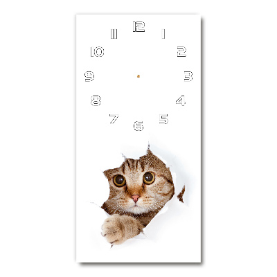 Moderní skleněné hodiny na stěnu Kočka