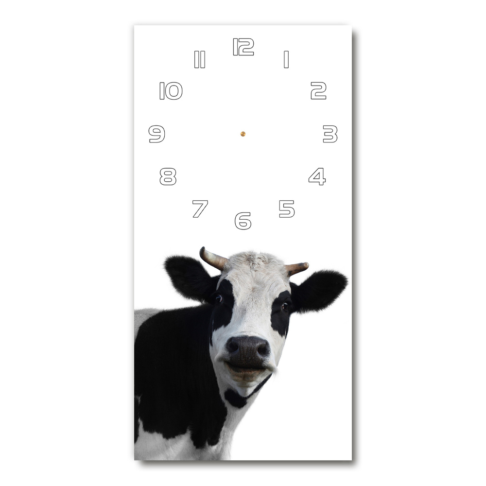 Nástěnné skleněné hodiny Strakatá kráva