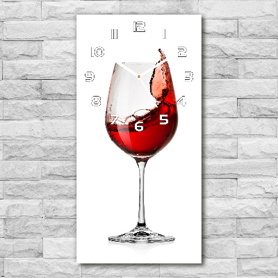 Nástěnné skleněné hodiny Červené víno
