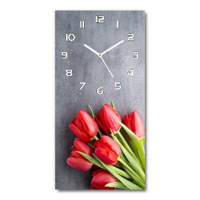 Nástěnné hodiny Červené tulipány