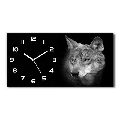 Moderní skleněné hodiny na stěnu Vlk
