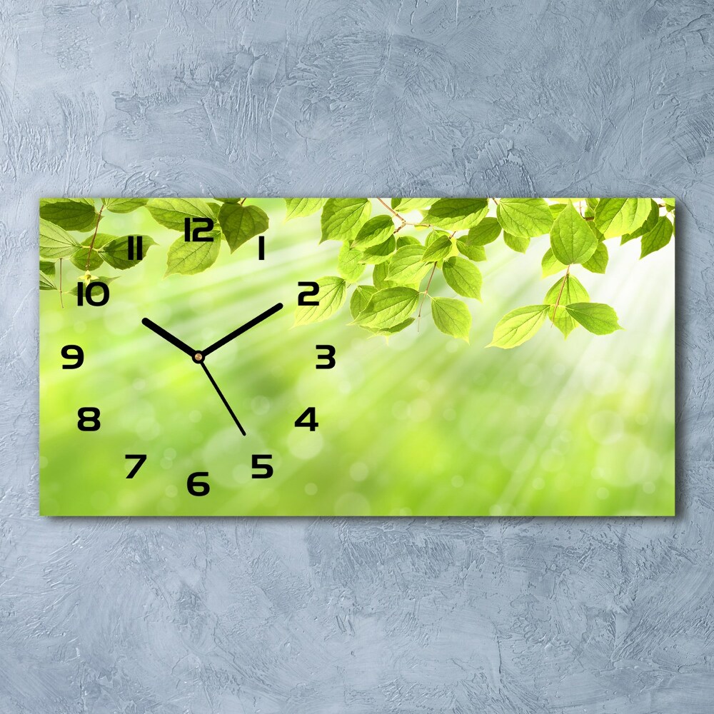 Moderní skleněné hodiny na stěnu Listí