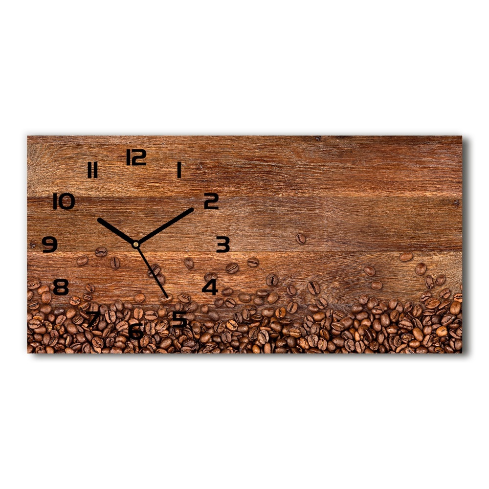 Moderní skleněné hodiny na stěnu Zrnka kávy