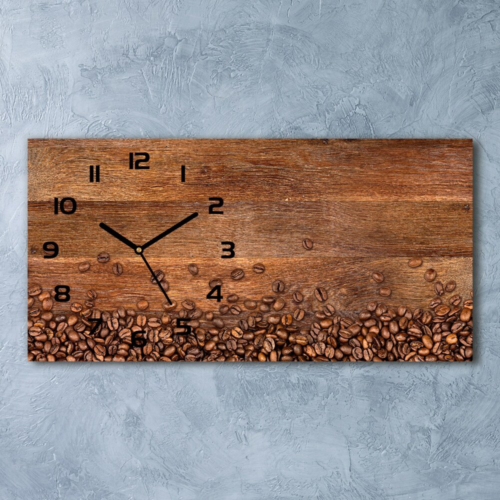 Moderní skleněné hodiny na stěnu Zrnka kávy