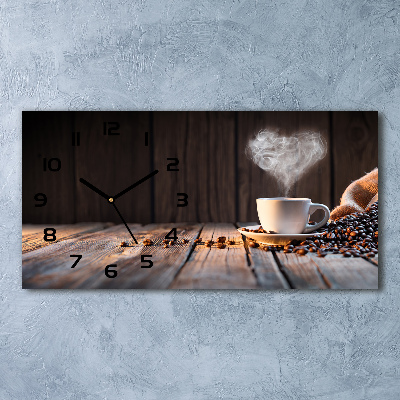 Skleněné hodiny na stěnu tiché Šálek kávy