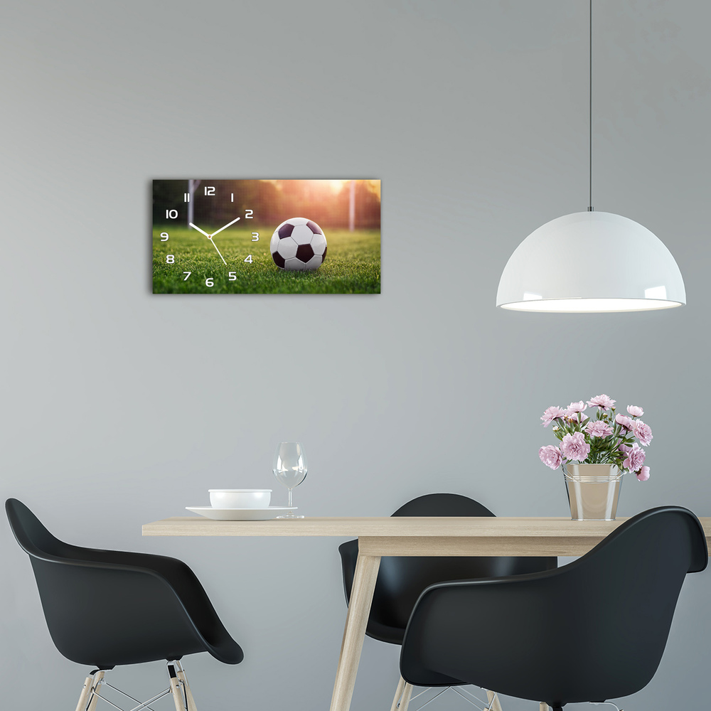 Moderní skleněné hodiny na stěnu Fotbal