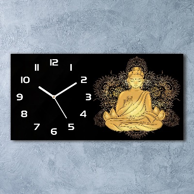 Skleněné hodiny na stěnu tiché Sedící budha