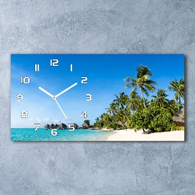 Skleněné hodiny na stěnu Pláž Karibské ostrovy