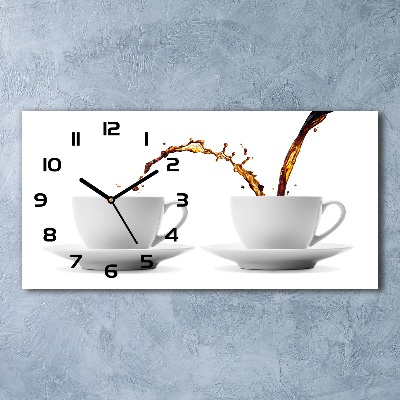 Skleněné hodiny na stěnu Tekoucí káva