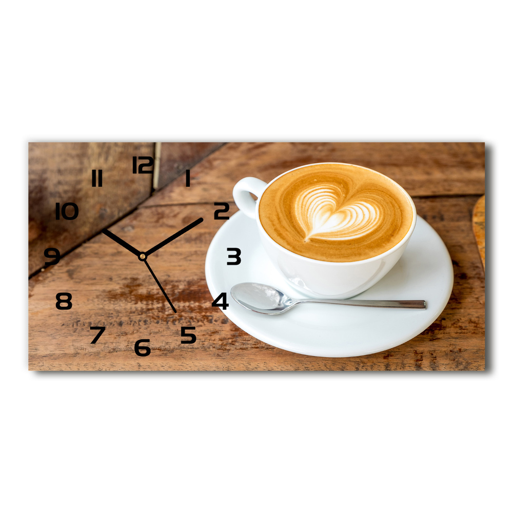 Skleněné hodiny na stěnu Šálek kávy
