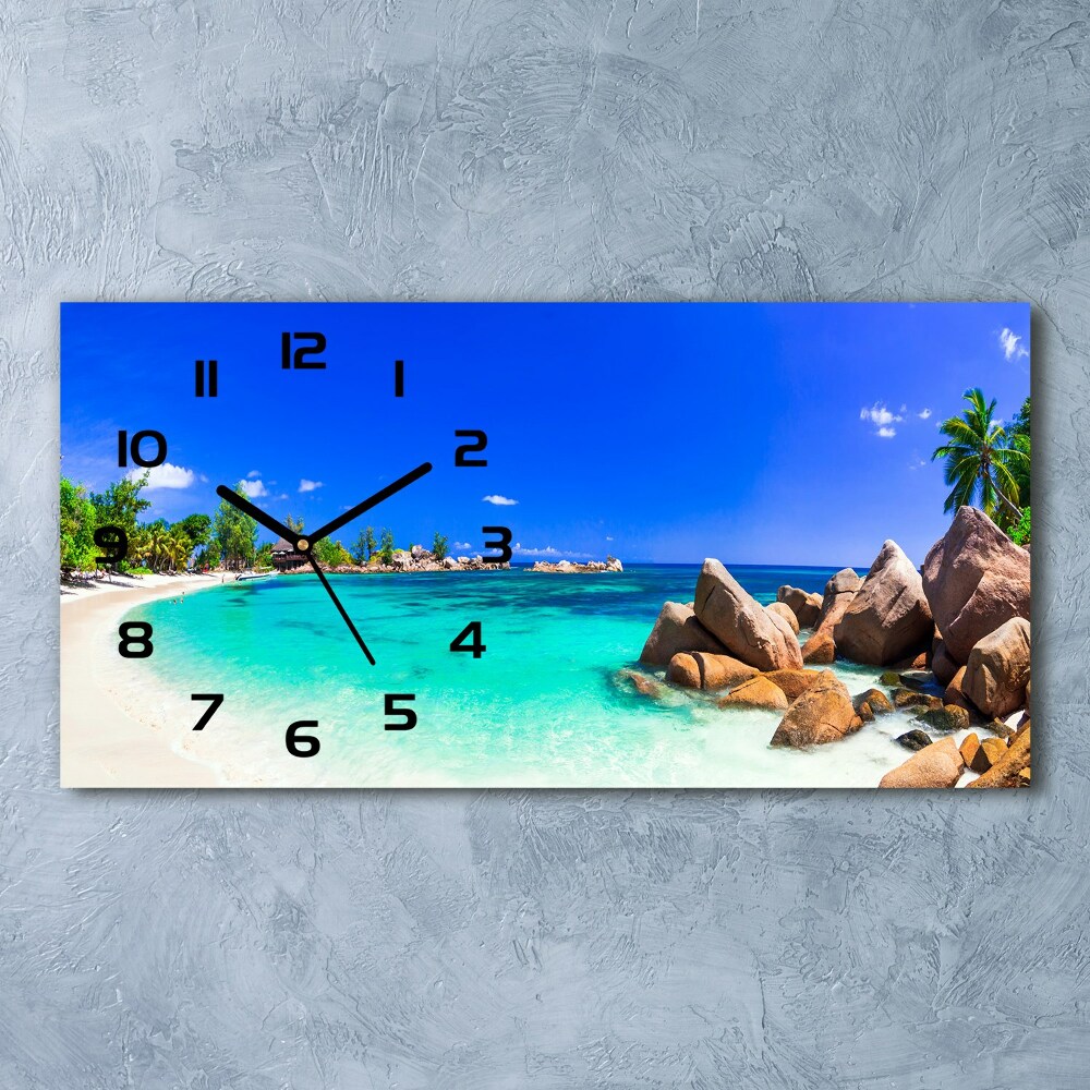 Skleněné hodiny na stěnu tiché Pláž Seychely