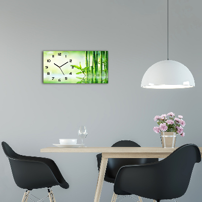 Moderní skleněné hodiny na stěnu Bambus