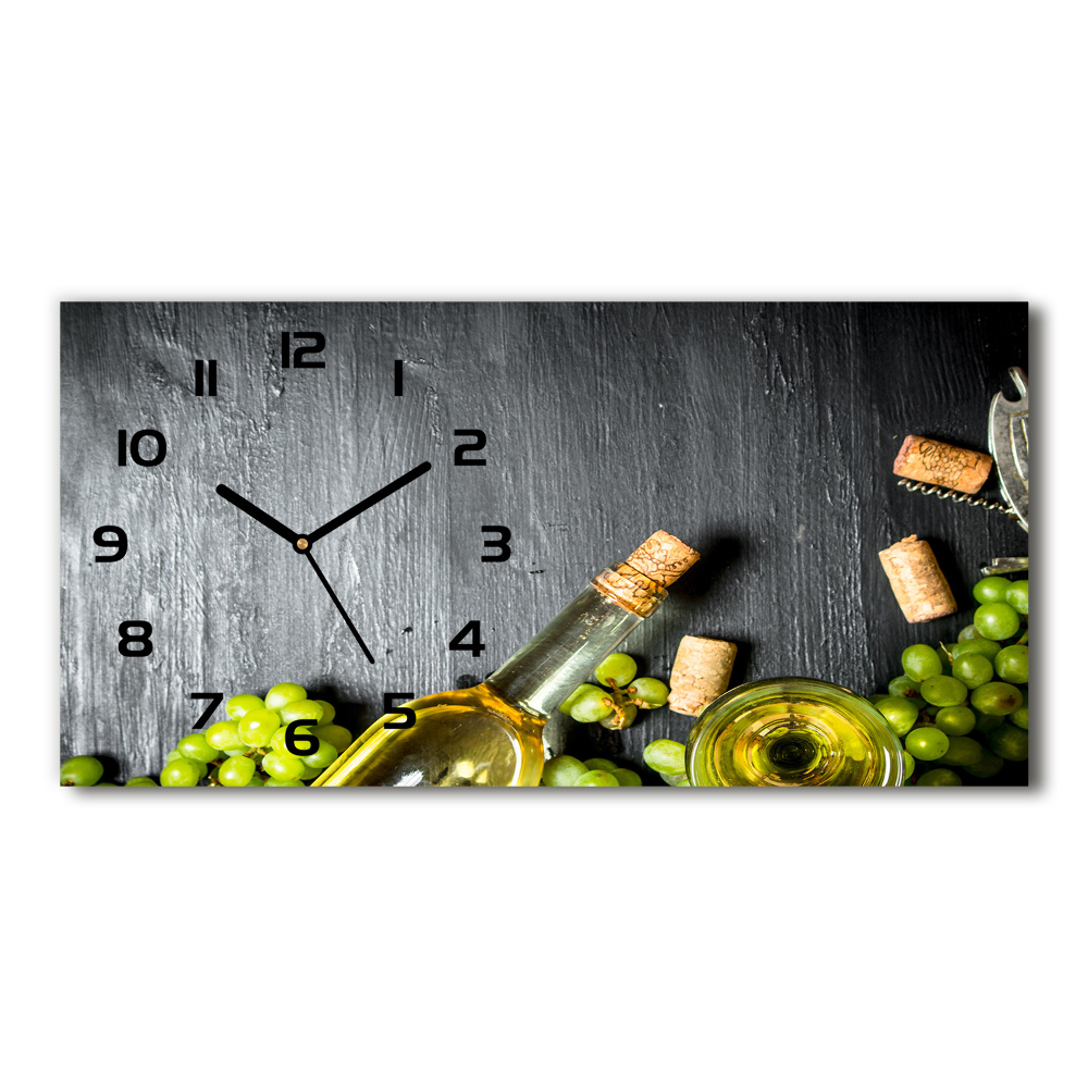 Skleněné hodiny na stěnu Bílé víno a ovoce