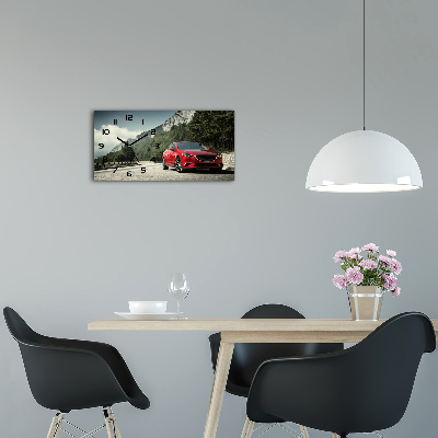 Skleněné hodiny na stěnu tiché Auto v horách