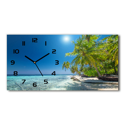 Skleněné hodiny na stěnu tiché Maledivy pláž
