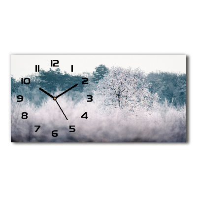 Moderní skleněné hodiny na stěnu Stromy zima