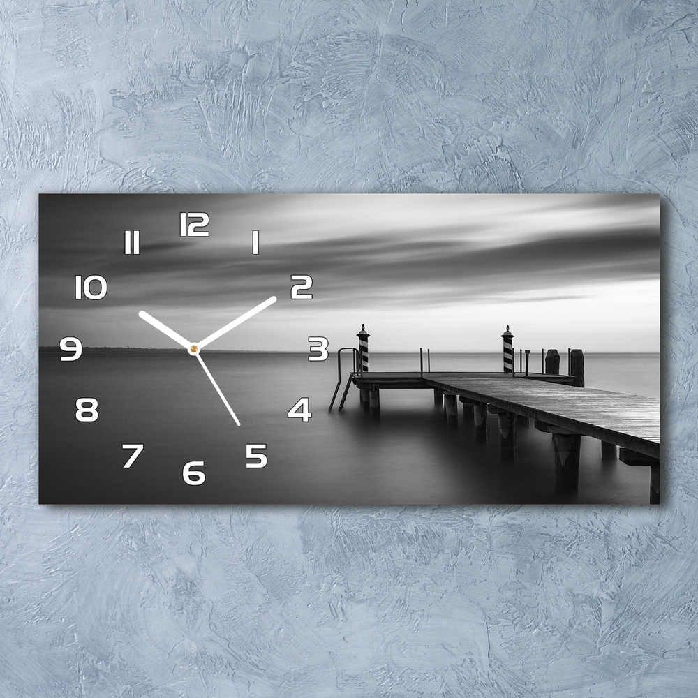 Skleněné hodiny na stěnu Molo nad jezerem