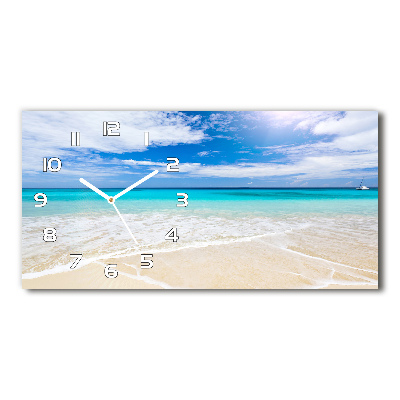 Skleněné hodiny na stěnu Tropická pláž