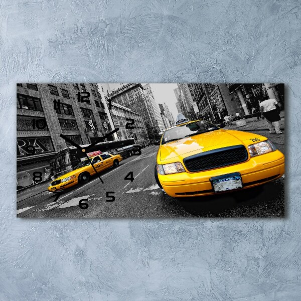 Skleněné hodiny na stěnu Taxi New York