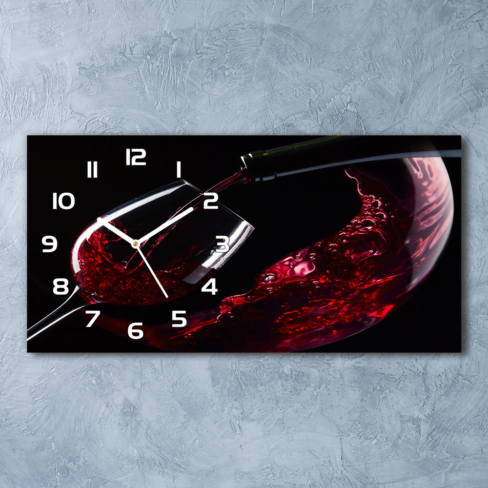 Skleněné hodiny na stěnu tiché Červené víno