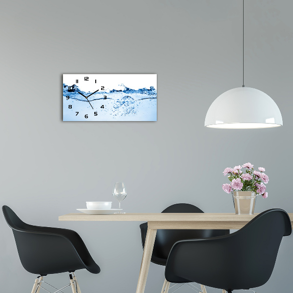 Moderní skleněné hodiny na stěnu Voda