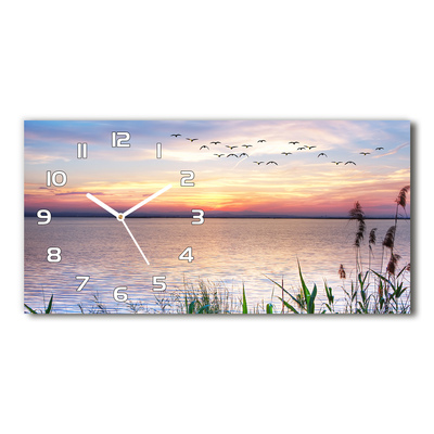 Skleněné hodiny na stěnu tiché Jezero západ slunce