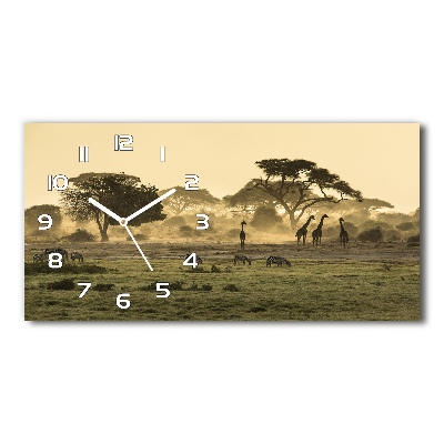 Skleněné hodiny na stěnu Žirafa savana