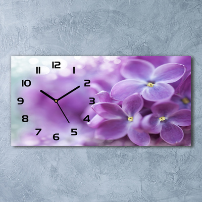 Moderní skleněné hodiny na stěnu Květy bzu