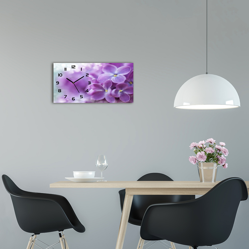 Moderní skleněné hodiny na stěnu Květy bzu