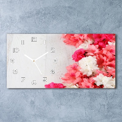 Moderní skleněné hodiny na stěnu Květiny