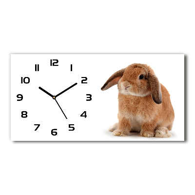 Moderní skleněné hodiny na stěnu Červený králík