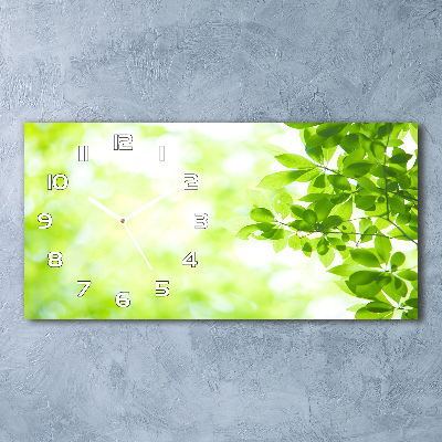 Moderní skleněné hodiny na stěnu Listí