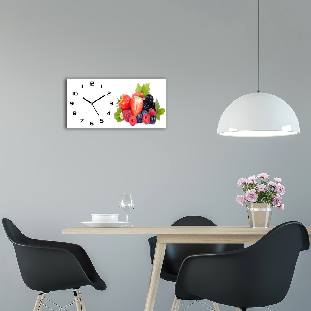 Moderní skleněné hodiny na stěnu Lesní ovoce