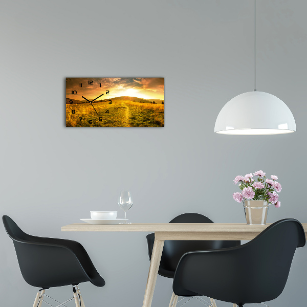 Skleněné hodiny na stěnu tiché Panorama Tater