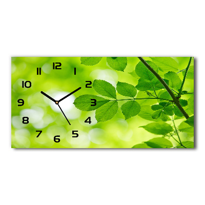 Skleněné hodiny na stěnu tiché Zelené listí