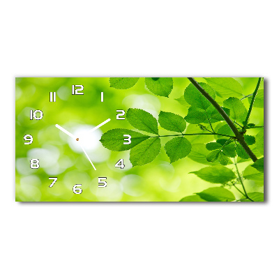 Skleněné hodiny na stěnu tiché Zelené listí