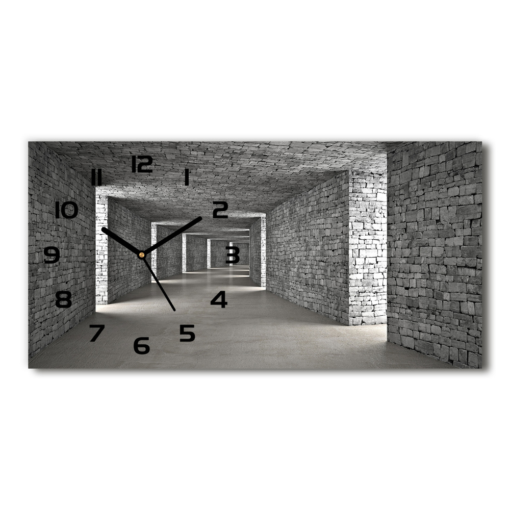 Skleněné hodiny na stěnu tiché Tunel z cihel
