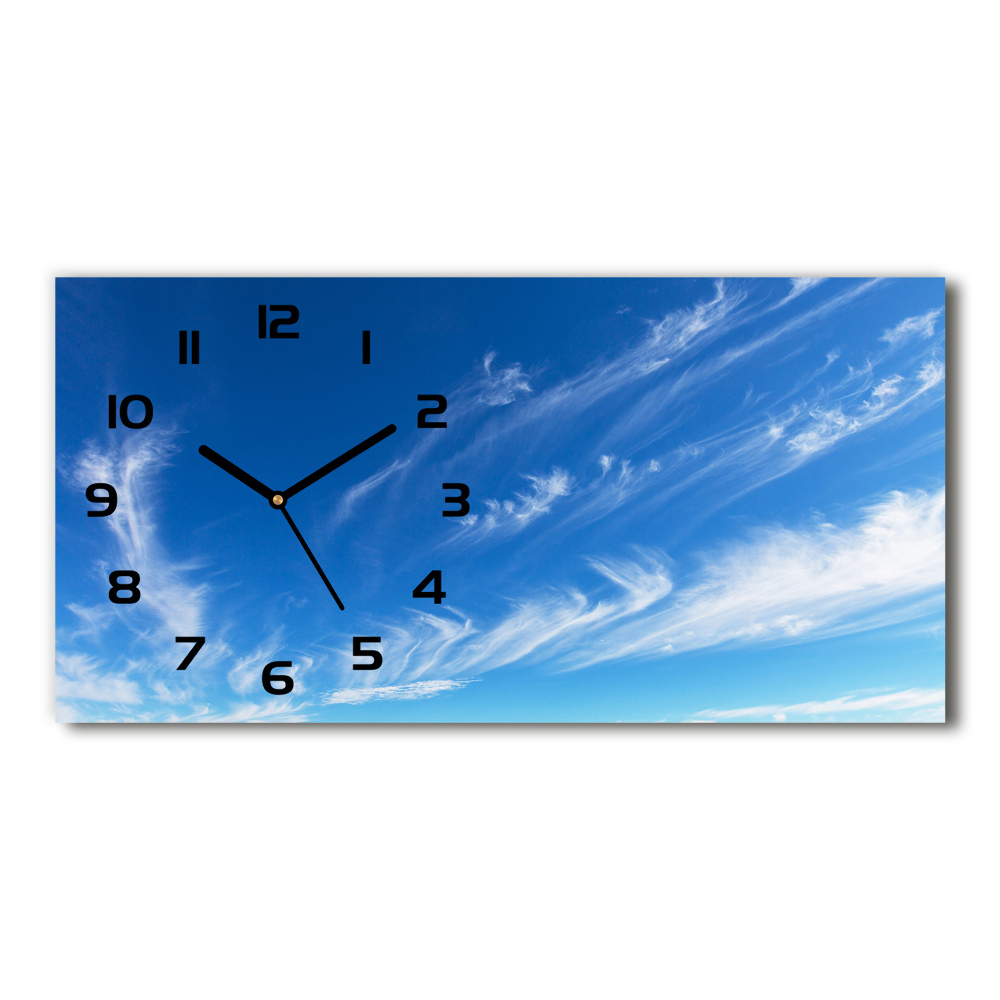 Skleněné hodiny na stěnu Modré nebe