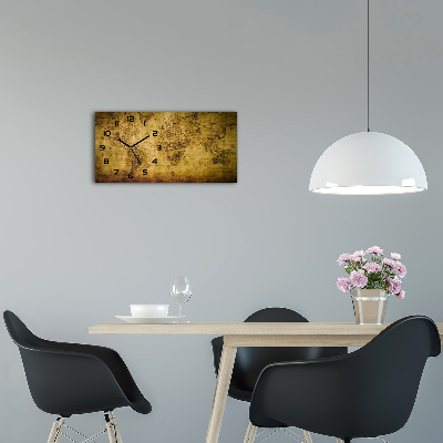 Skleněné hodiny na stěnu Stará mapa světa