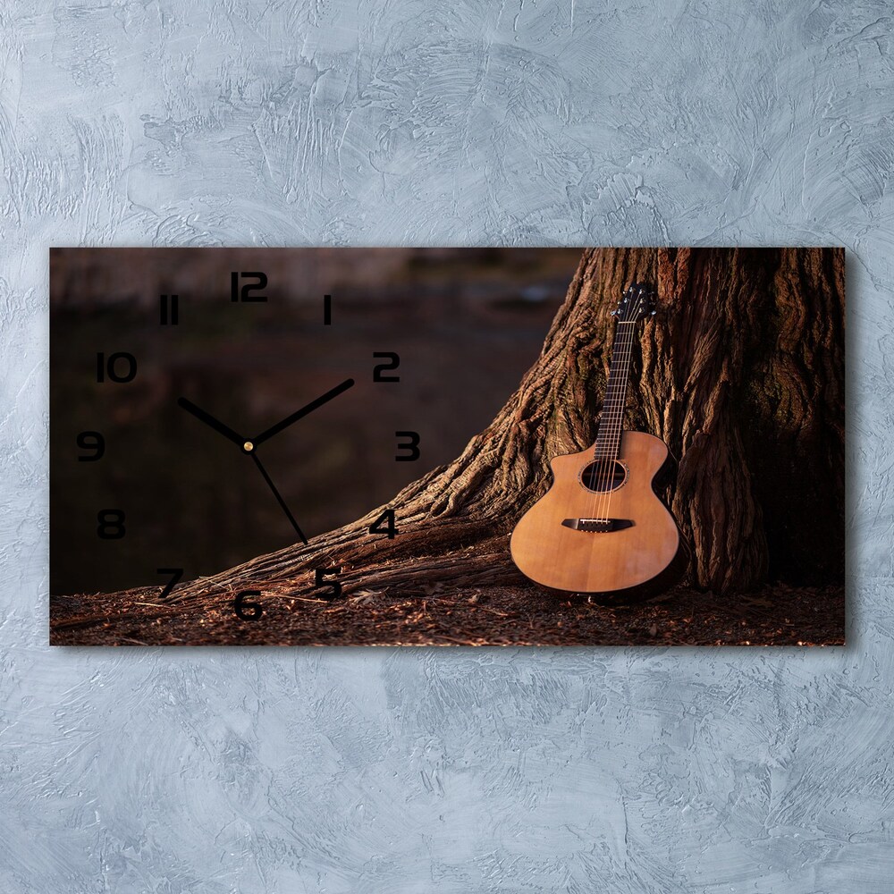 Skleněné hodiny na stěnu Akustická kytara