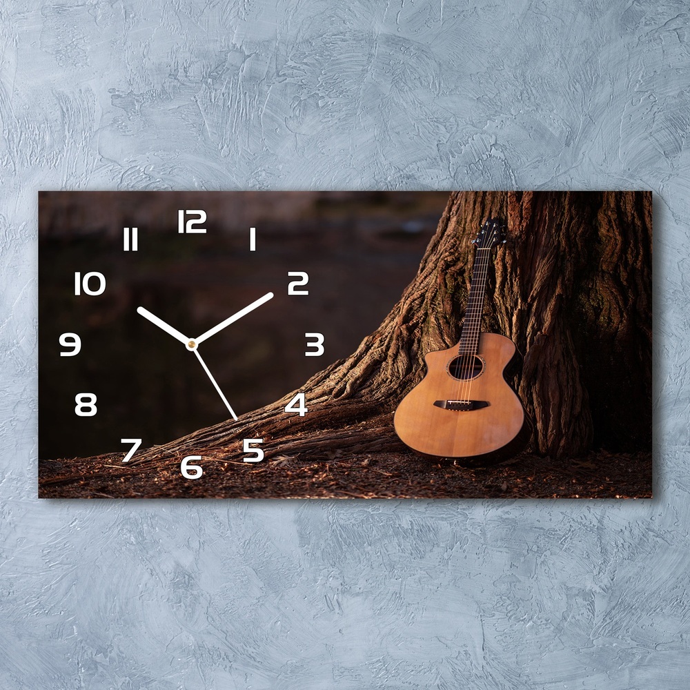 Skleněné hodiny na stěnu Akustická kytara
