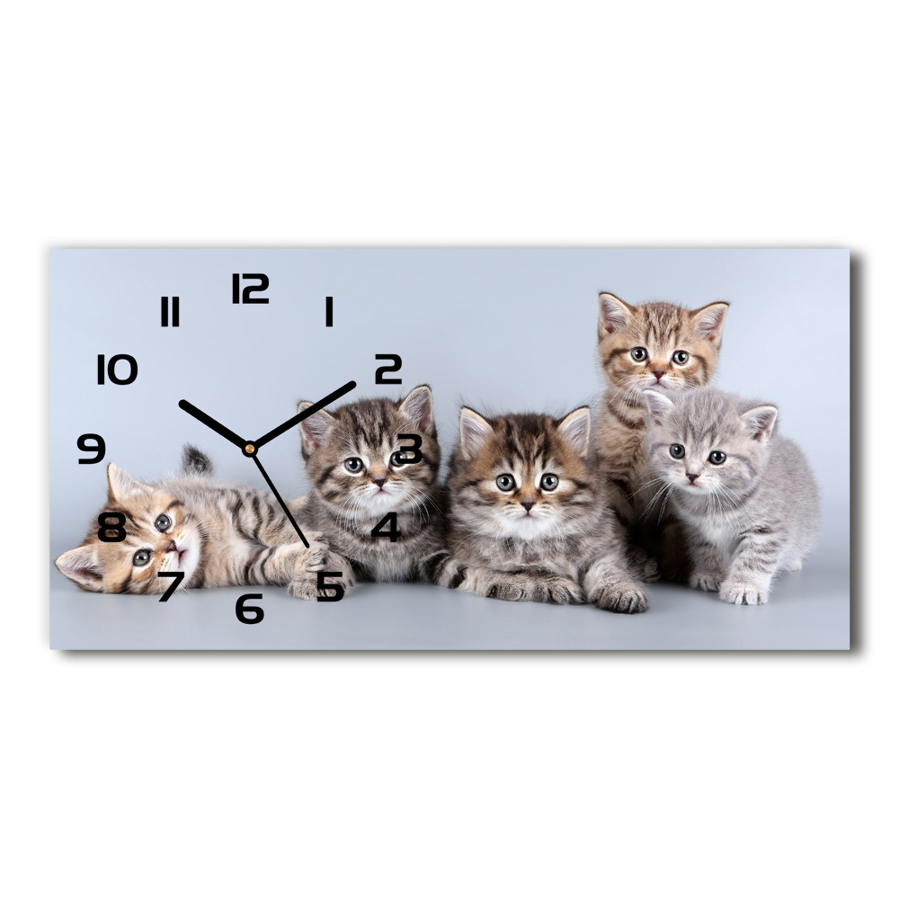 Moderní skleněné hodiny na stěnu Pět koček