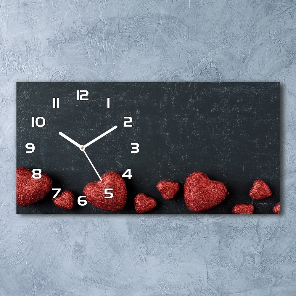 Skleněné hodiny na stěnu Srdce na tabuli