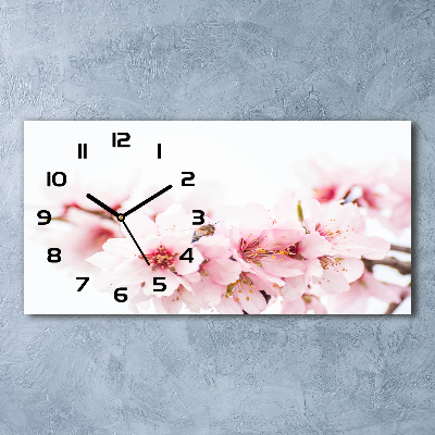Skleněné hodiny na stěnu tiché Květy višně