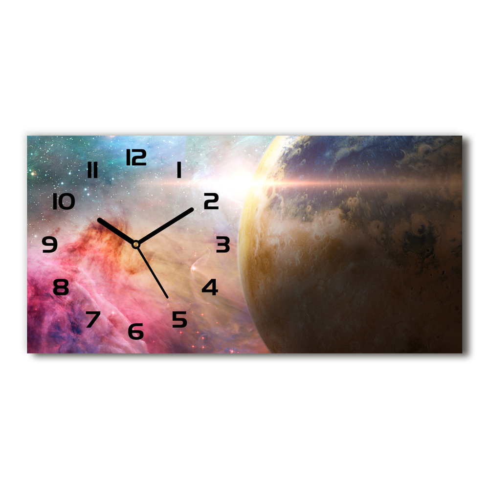 Moderní skleněné hodiny na stěnu Vesmír