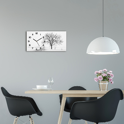 Moderní skleněné hodiny na stěnu Strom zima
