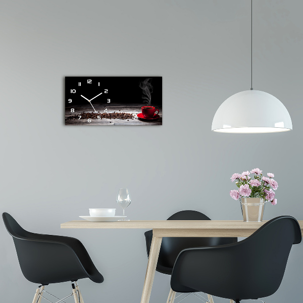 Skleněné hodiny na stěnu Aromatická káva