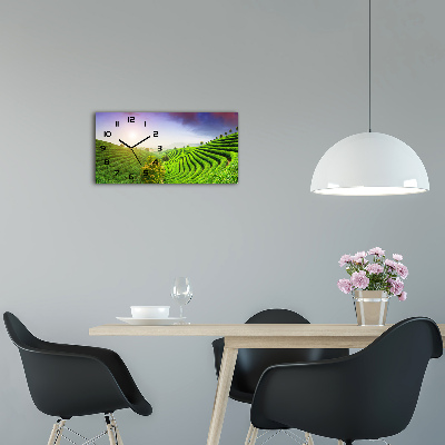 Skleněné hodiny na stěnu Plantáž čaje