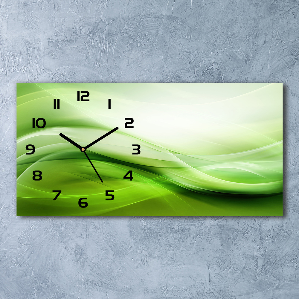 Skleněné hodiny na stěnu Zelené vlny pozadí