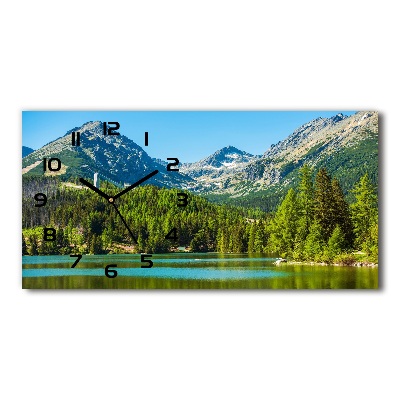 Skleněné hodiny na stěnu Jezero v horách